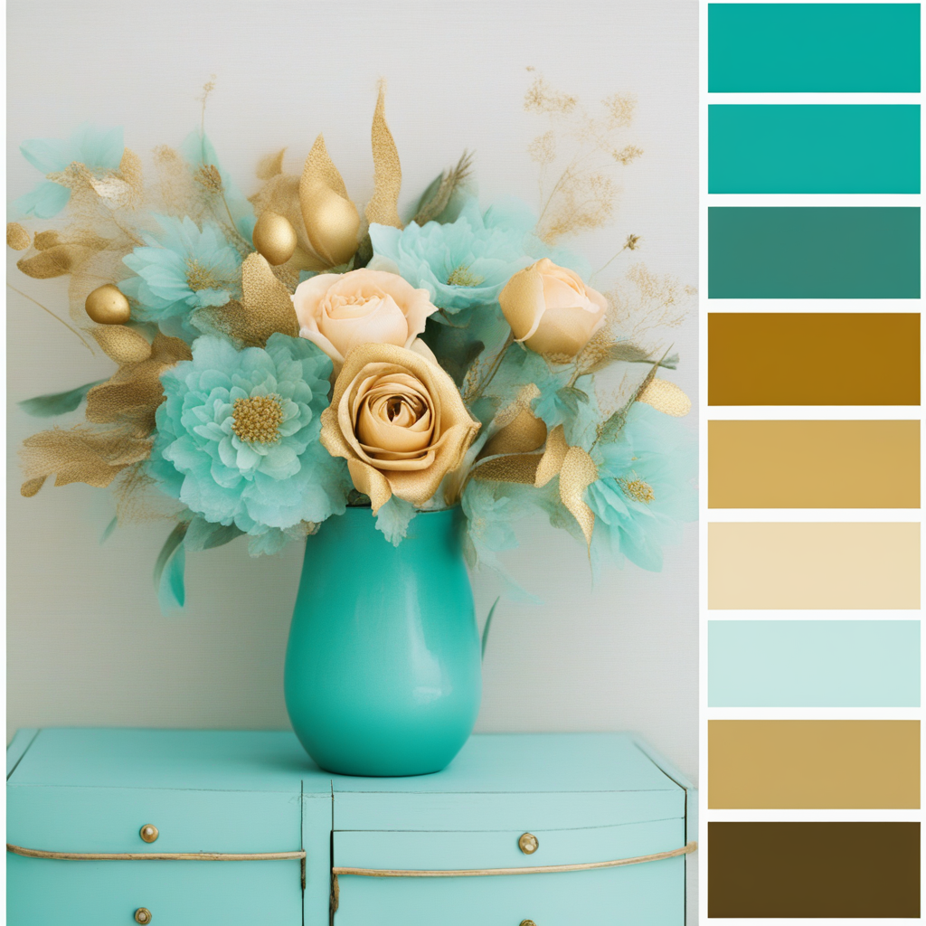 gold teal color palette